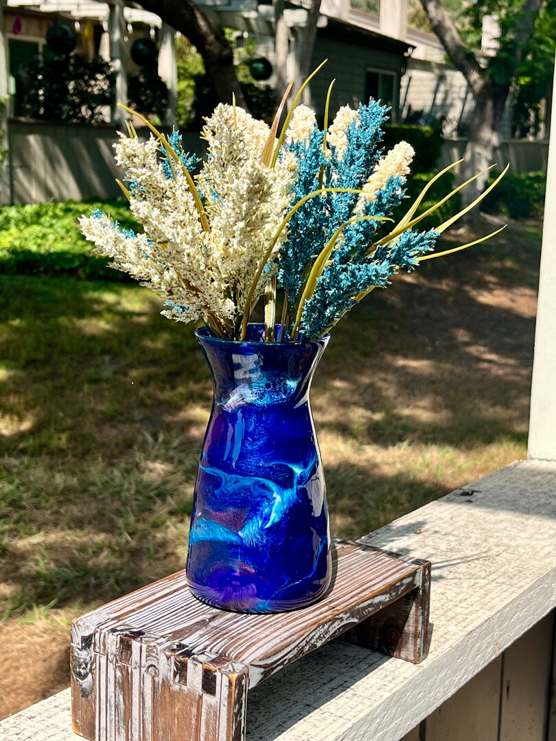 Mini glass vase | Blue violet glass vase
